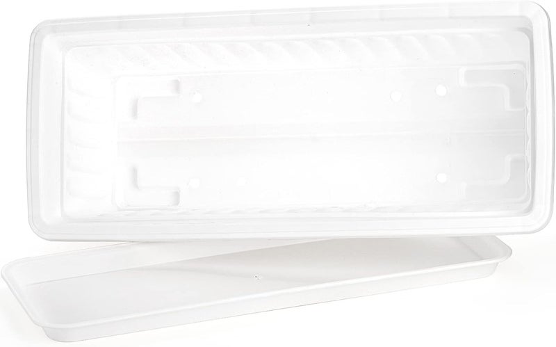 Fasmov 7 Pack 17 Inches White Flower Window Box Plastic Vegetable Planters with Trays Vegetables Growing Container Garden Flower Plant Pot for Balcony, Window Sill, Patio, Garden, White - Image 5